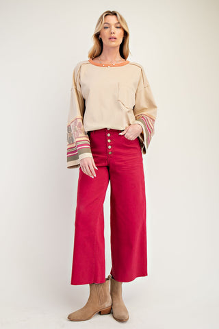 Bella Button Front Pants - Red