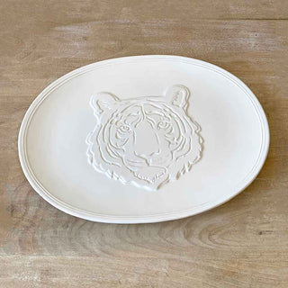 Oval Bengal Tiger White Platter