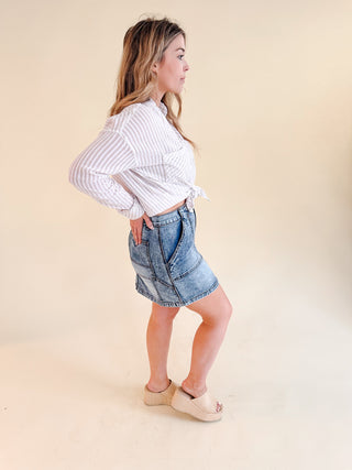 Carrie Cargo Denim Mini Skirt