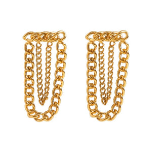 18K Gold Dipped Chain On Chain Earrings