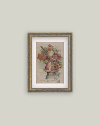 Neutral Santa Framed Antique Art