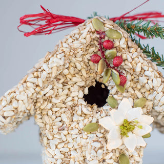 Poinsettia Cottage Bird Feeder