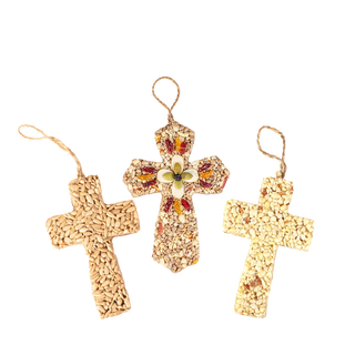 Cross Bird Feeder Ornaments - Set Of Three