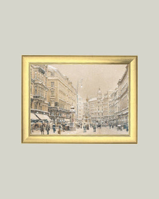 Graben in Vienna at Snow Flurry Framed Antique Art