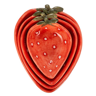 Stoneware Strawberry Measuring Cup Set