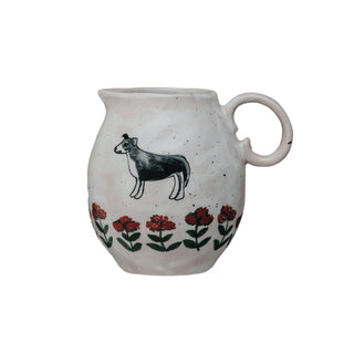 Folk Hand Painted Dog Mini Pitcher