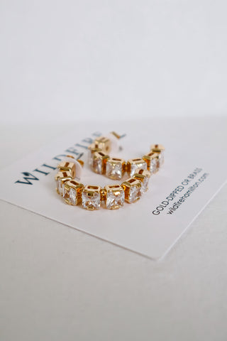 Crystal Row Hoop Earrings