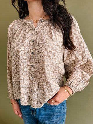 Final Sale - Neutral Wildflower Top