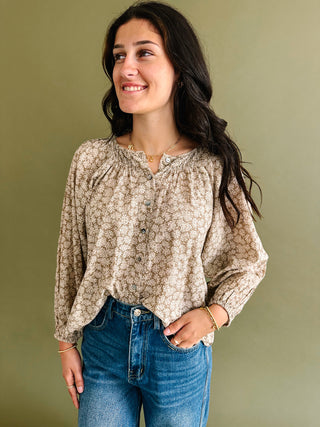 Final Sale - Neutral Wildflower Top