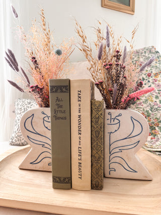 Hand Painted Ceramic Bookends Set