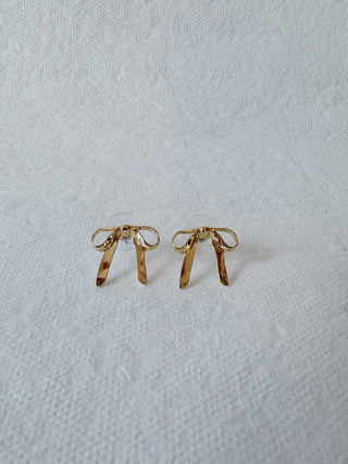 Ribbon & Bows Gold Studs