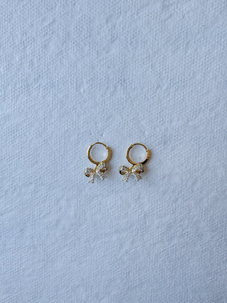 Pave Bow Huggie Earrings