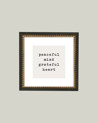 Golden Peaceful Mind Grateful Heart Framed Antique Print