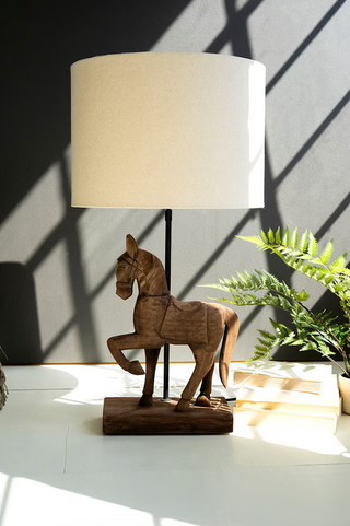 Wooden Horse Table Lamp