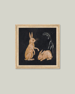 Two Hares On Black Framed Art (more sizes)