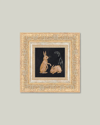 Two Hares On Black Framed Art (more sizes)