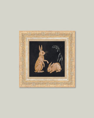 Two Hares On Black Framed Art (more sizes)