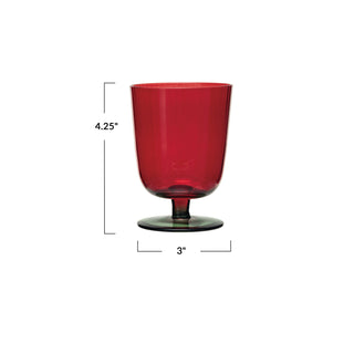 Red & Green Fluted Drinking Glass