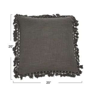 Charcoal Tassel Pillow