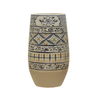 Heron Motif Hand Painted Vase
