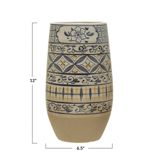 Heron Motif Hand Painted Vase