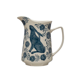 Hand Painted Rabbit Pitcher