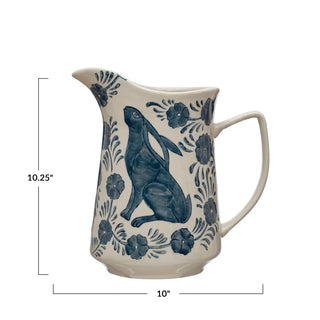 Hand Painted Rabbit Pitcher