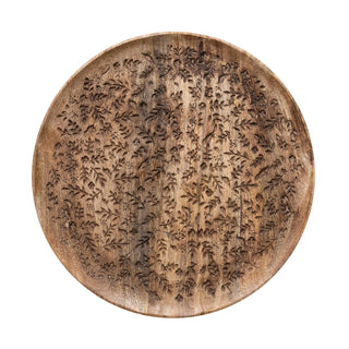 Botanical Etched Mango Wood Tray