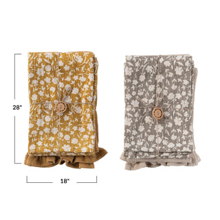 Floral + Waffle Print Tea Towel Set (two styles)