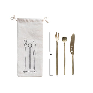 FINAL SALE Brass Appetizer Cutlery Set