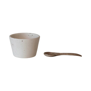 FINAL SALE Ceramic Speckle Pinch Pot + Spoon Set