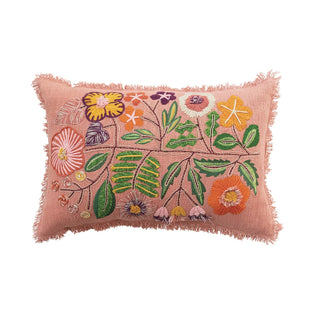 Eyelash Fringe Floral Lumbar Pillow