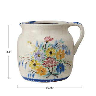 Hand Painted Floral Pitcher - Restock List Open