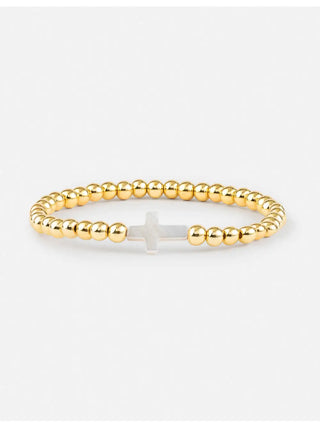 FINAL SALE Gold Bead Cross Bracelet (more sizes)