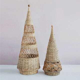 Hand Woven Whicker Cone Tree (two styles)