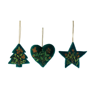 Green Velvet Ornament Shapes