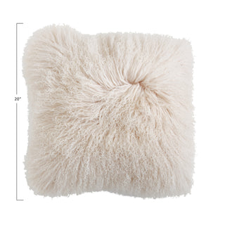 Cream Mongolian Lamb Fur Pillow