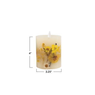 Flameless Daisy Pillar Candle